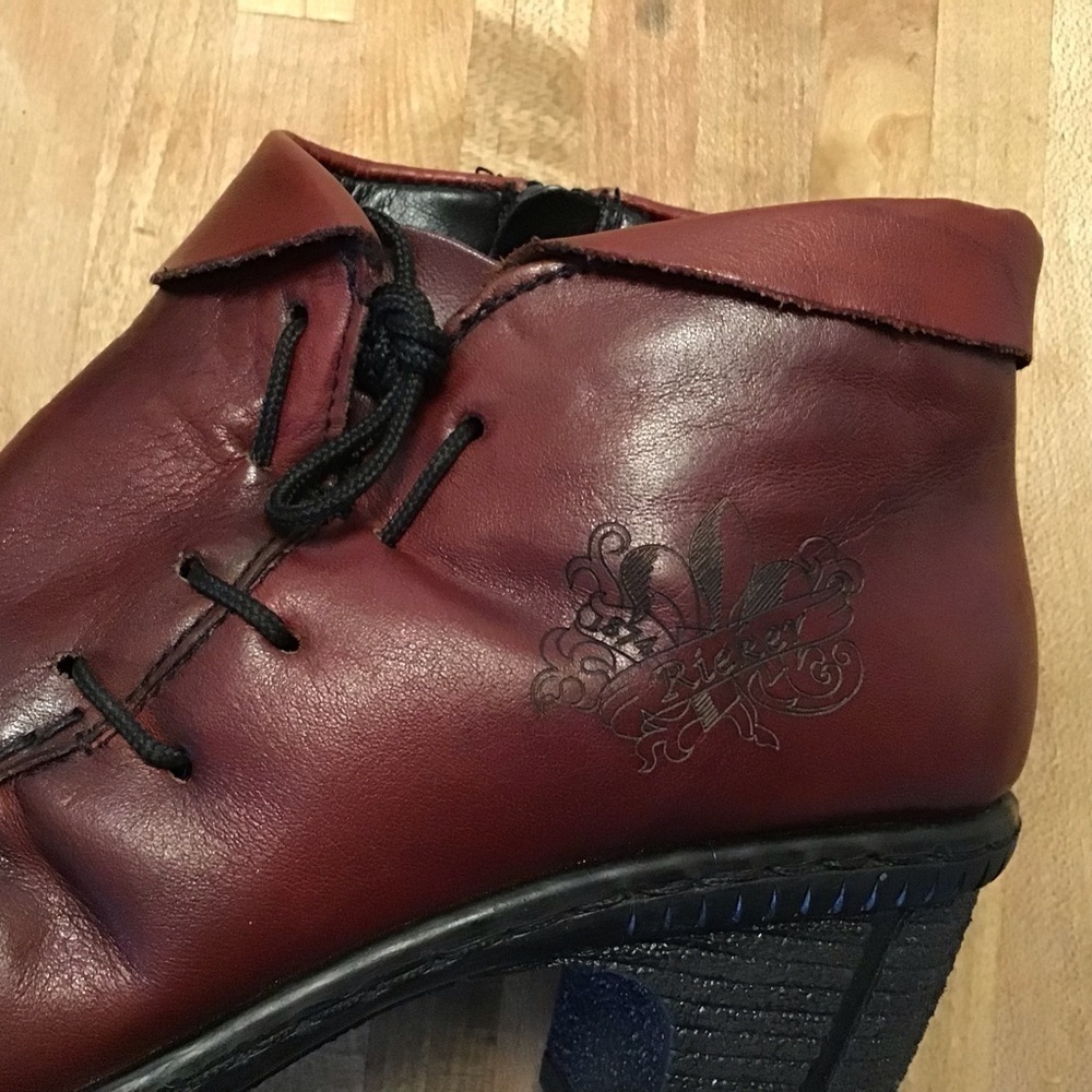 Rieker western style booties with side zippers and faux lacing 2”heels 38/7- 7.5 - Picture 11 of 11